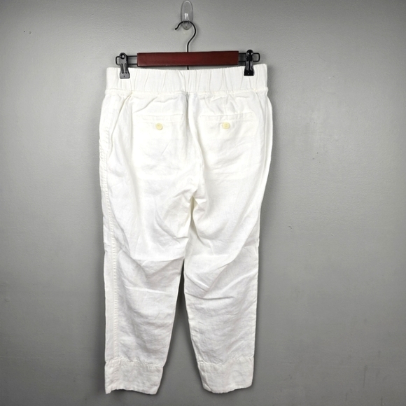 ATHLETA Linen‎ Cropped Pants Elastice Drawstring Waist White Womens Size 2P - Picture 3 of 13